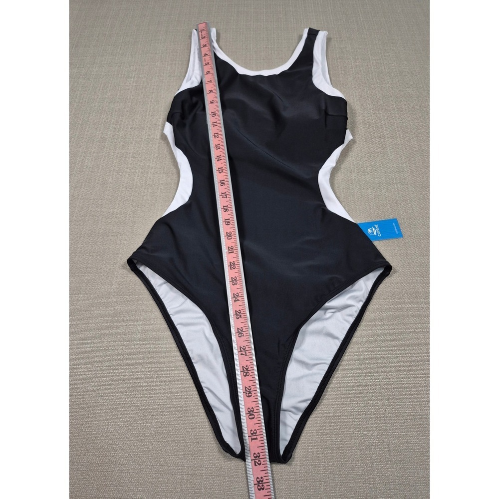 Cupshe Womens Black White Colorblock Cutout One Piece Swimsuit Size L New - Picture 6 of 11